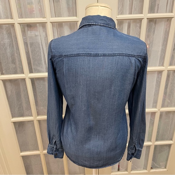 BOSTON PROPER  Denim Embroidered Top XS - Picture 2 of 15